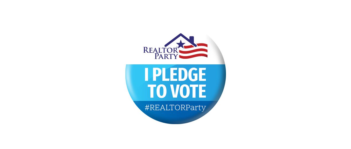 Realtor Party I pledge to vote button