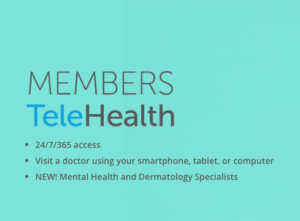 TeleHealth membership benefits and access information.