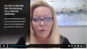Woman discussing mental wellness and support.